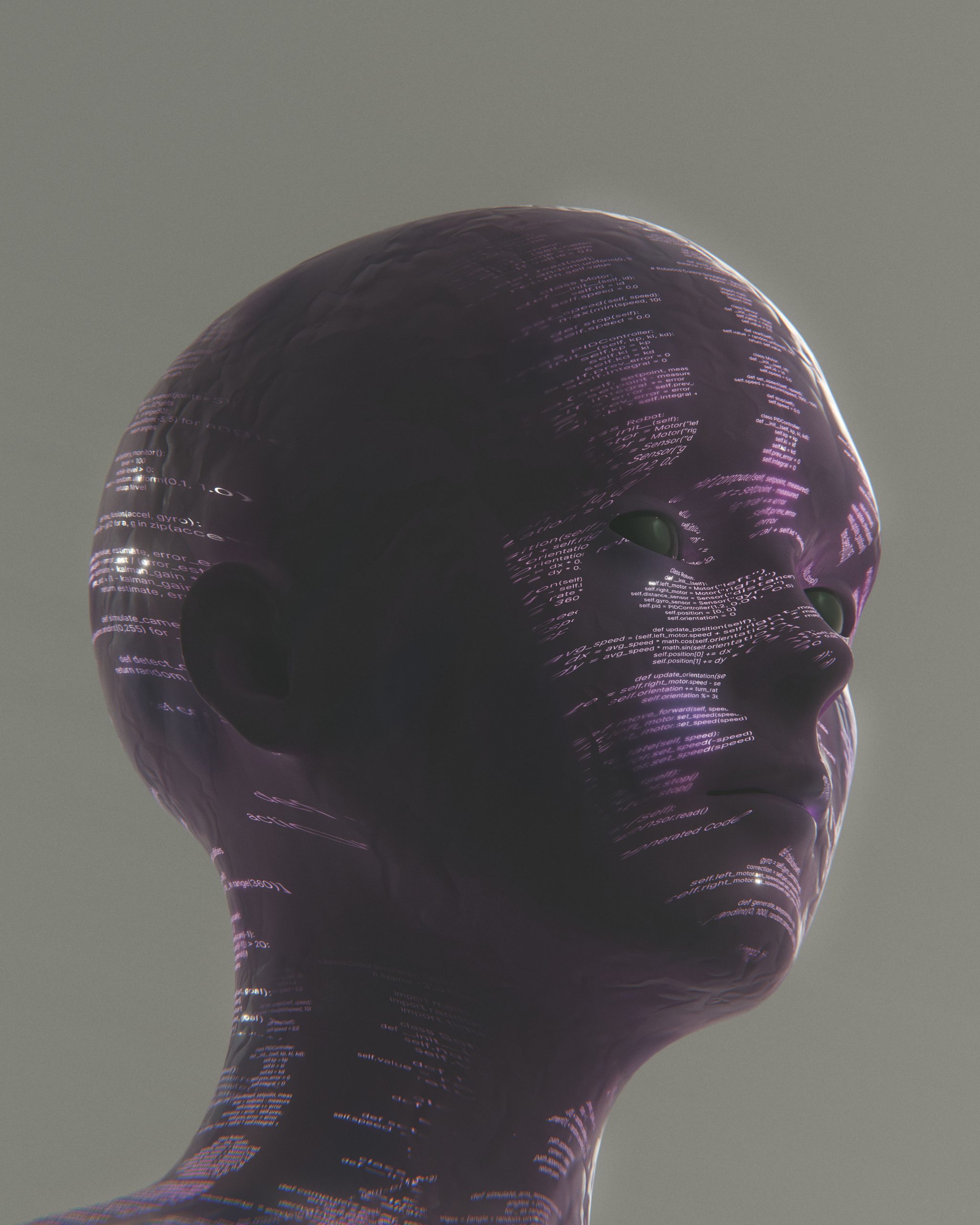 Futuristic digital human representing AI avatars, digital humans and digital twins