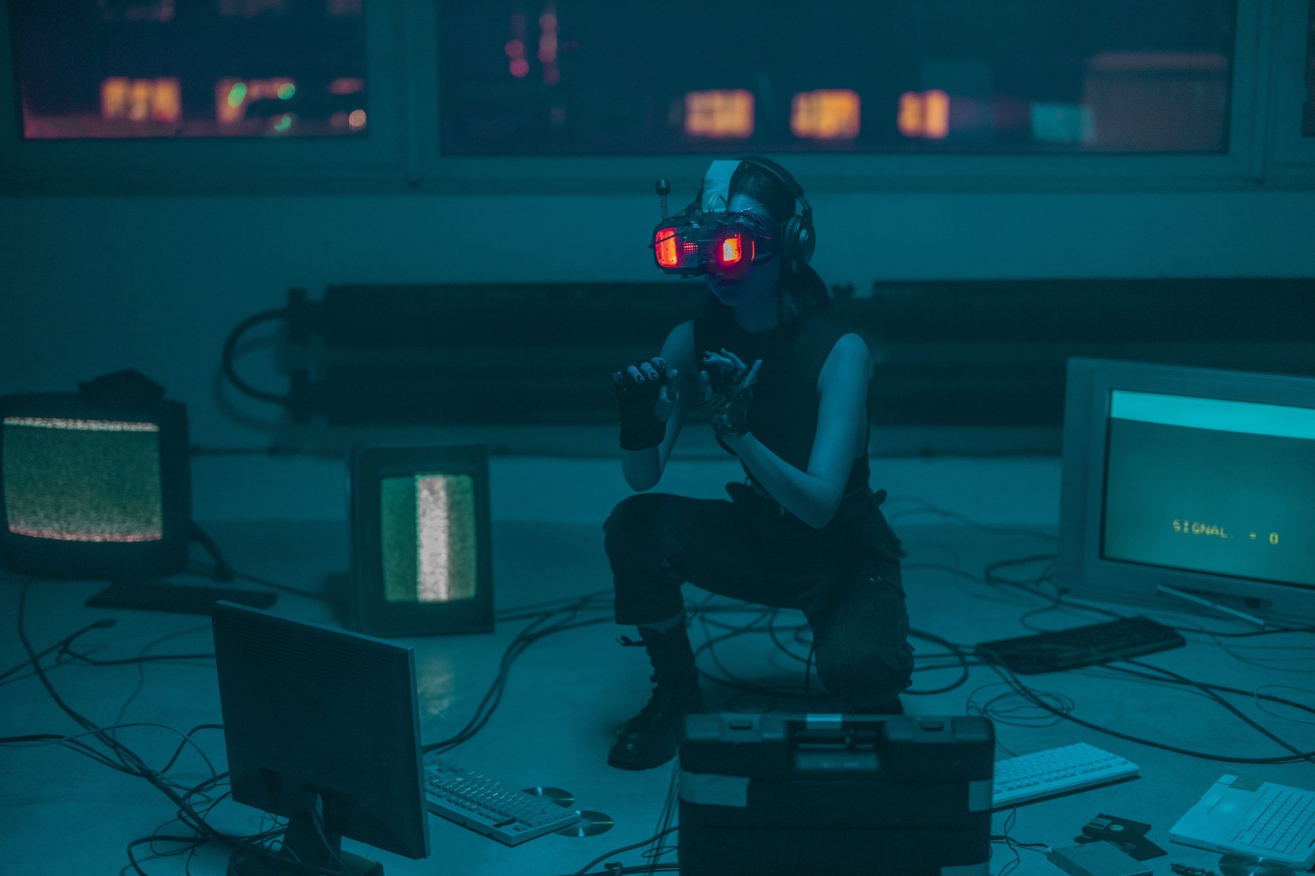 Futuristic virtual reality scene representing visual AI interaction and Character.AI alternatives