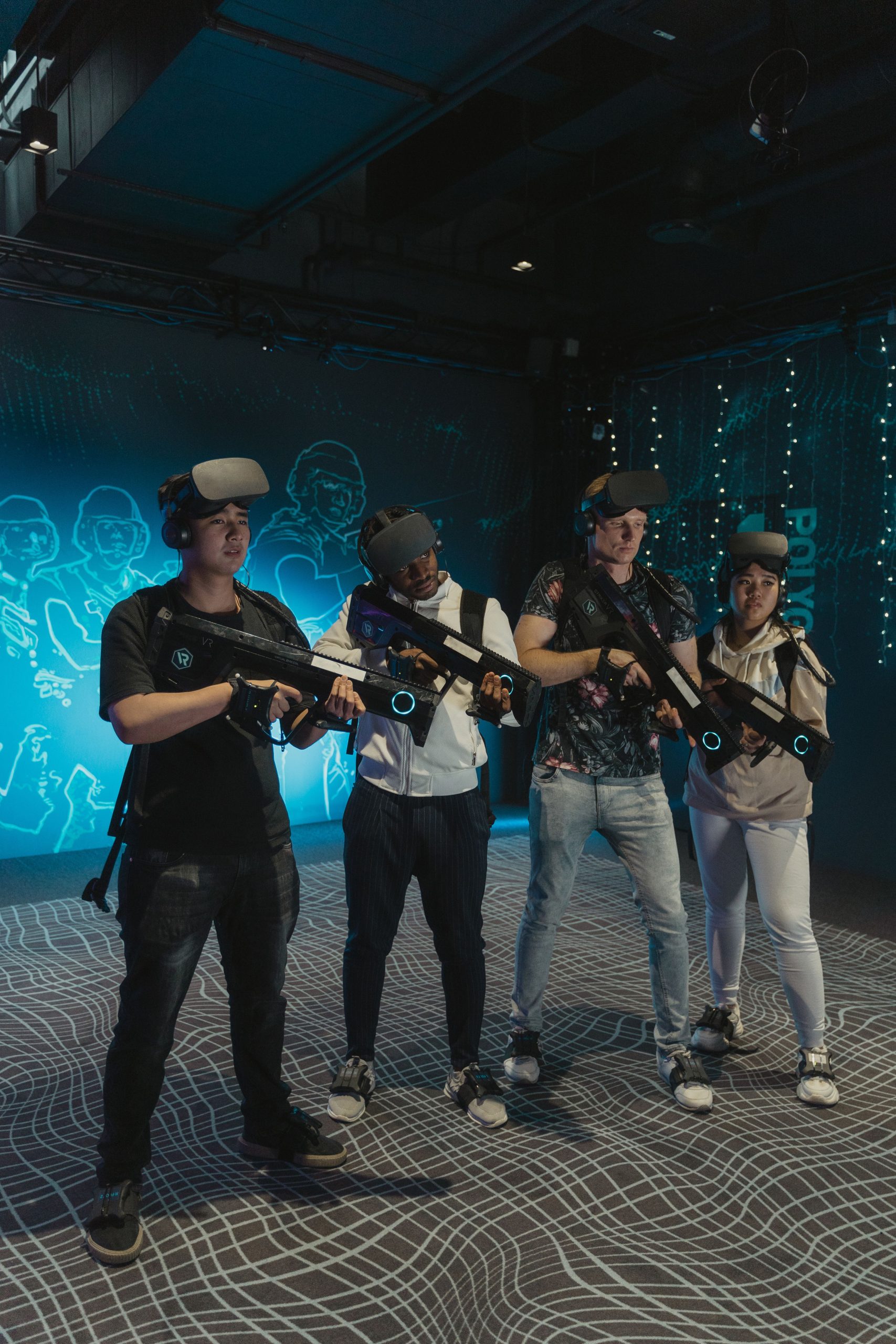 People using immersive digital technology representing multimodal AI social interaction